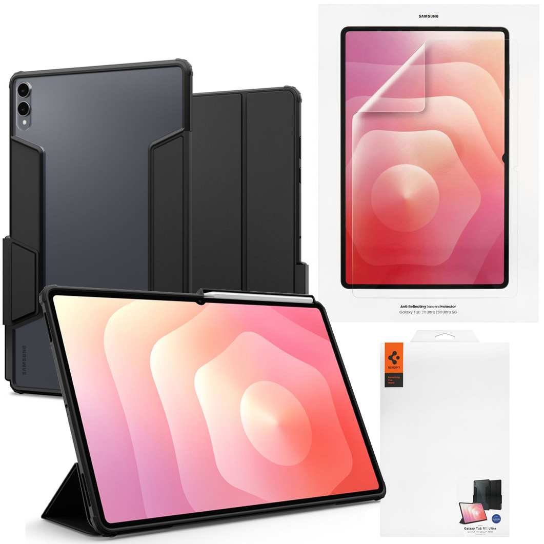 Etui z Klapką SPIGEN Ultra Hybrid PRO | Black + FOLIA Samsung do Samsung Galaxy Tab S11 Ultra