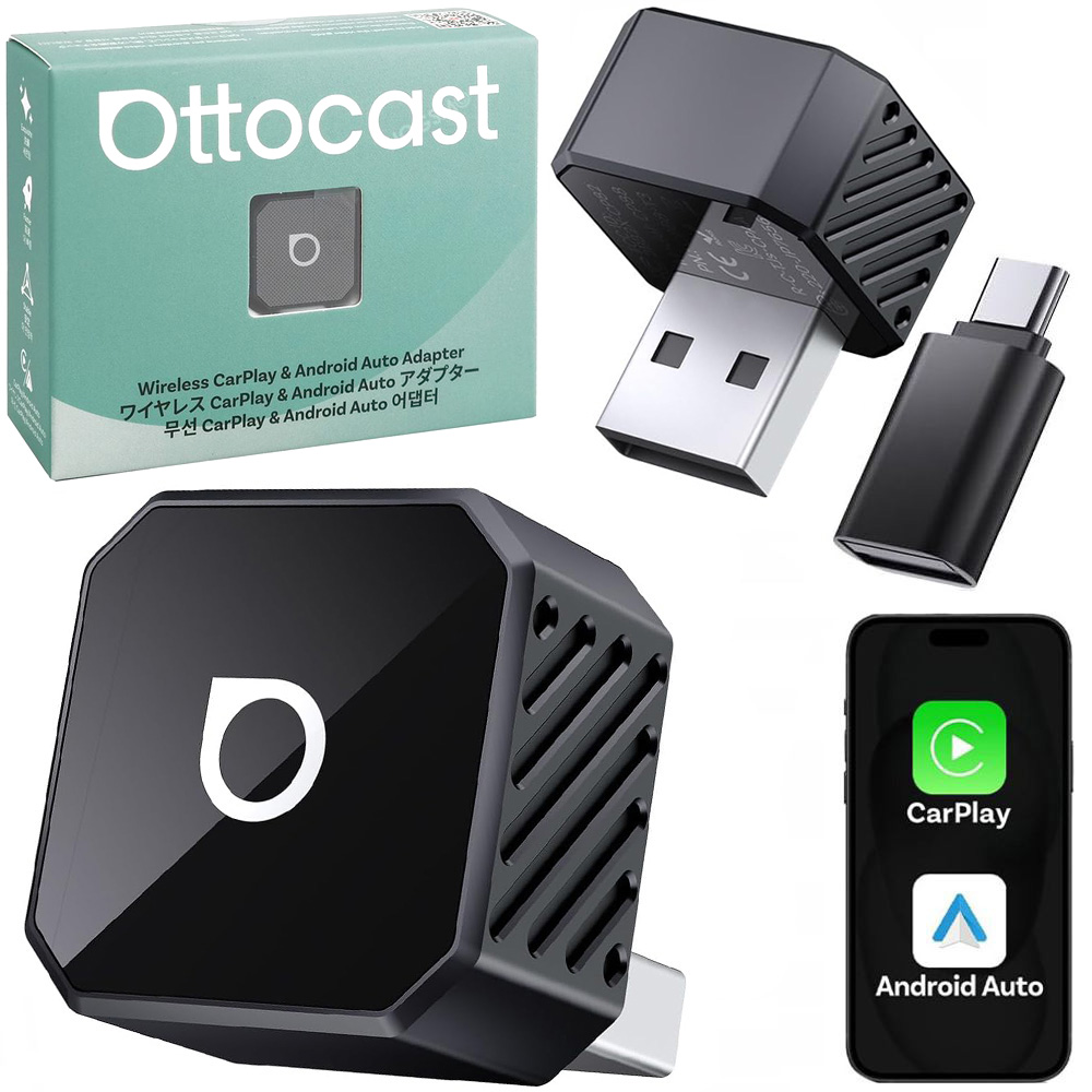 Ottocast Mini Pot T3 | Bezprzewodowy Adapter do Samochodu z Apple CarPlay i Android Auto