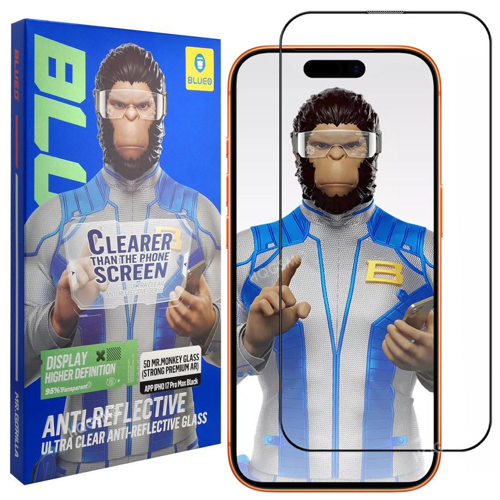 Blueo Mr Monkey | Szkło ANTYREFLEKSYJNE AR do Apple iPhone 17 Pro Max