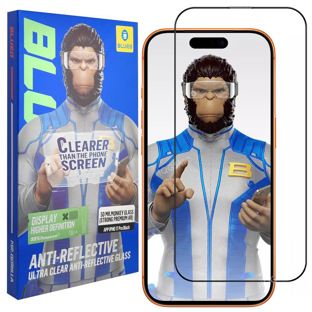 Blueo Mr Monkey | Szkło ANTYREFLEKSYJNE AR do Apple iPhone 17 Pro |
