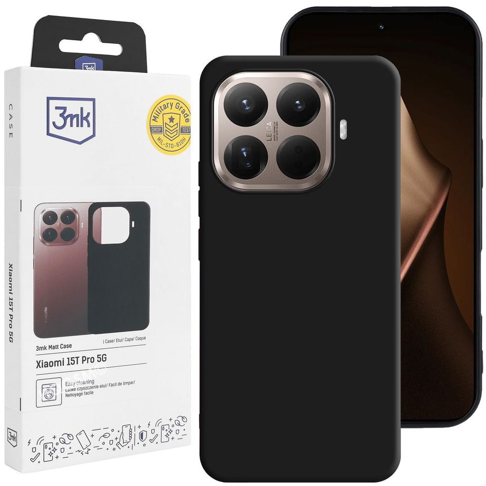Cienkie Etui 3mk Matt Case | Black do Xiaomi 15T Pro 5G