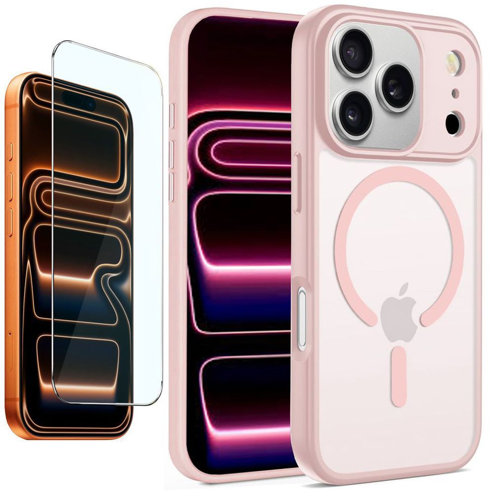 Etui Hybrydowe Matte Case z MagSafe | Pink + SZKŁO do Apple iPhone 17 Pro Max
