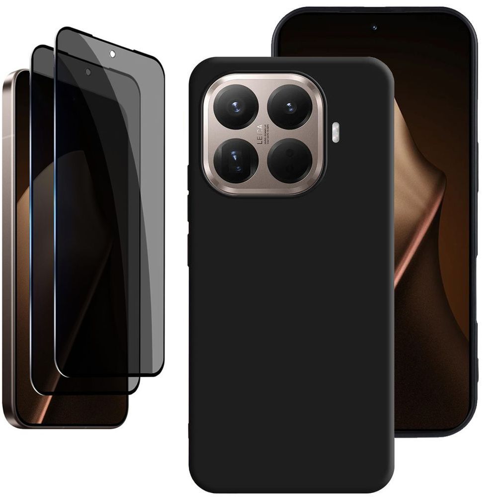 Cienkie Etui 3mk Matt Case | Black + 2x SZKŁO Privacy do Xiaomi 15T Pro 5G