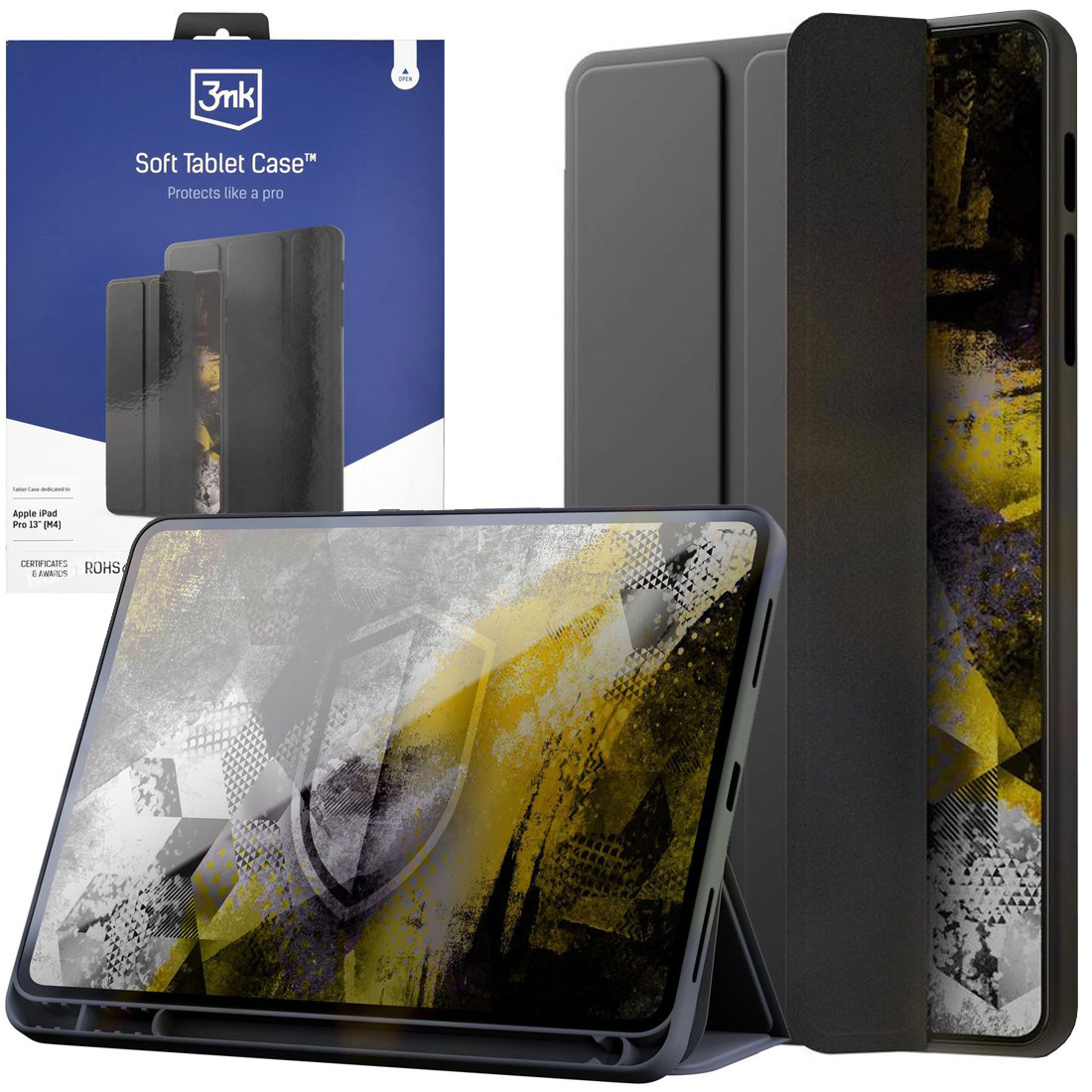 3mk Soft Case | Zamykane Etui z Klapką | Czarne do Apple iPad Pro 13 M5 2025 8 gen.