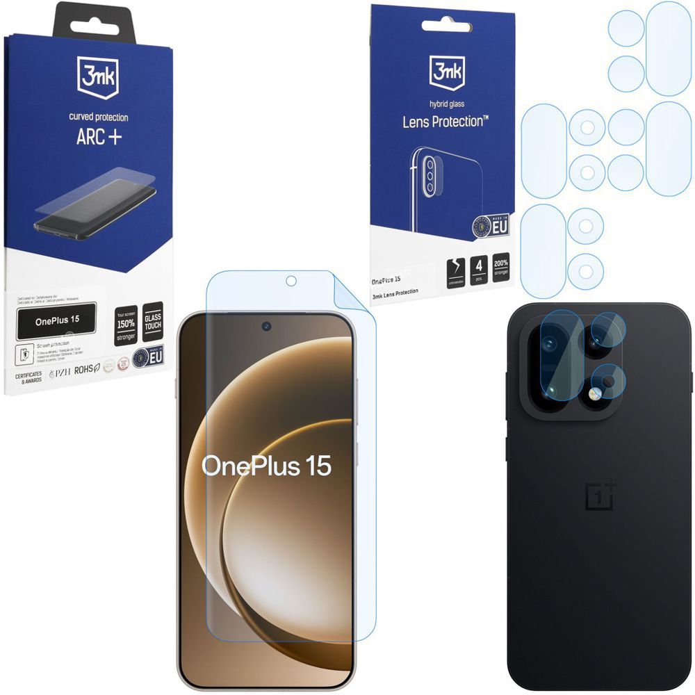 FOLIA 3mk Curved Protection ARC+ + 4x APARAT Lens Protection do OnePlus 15