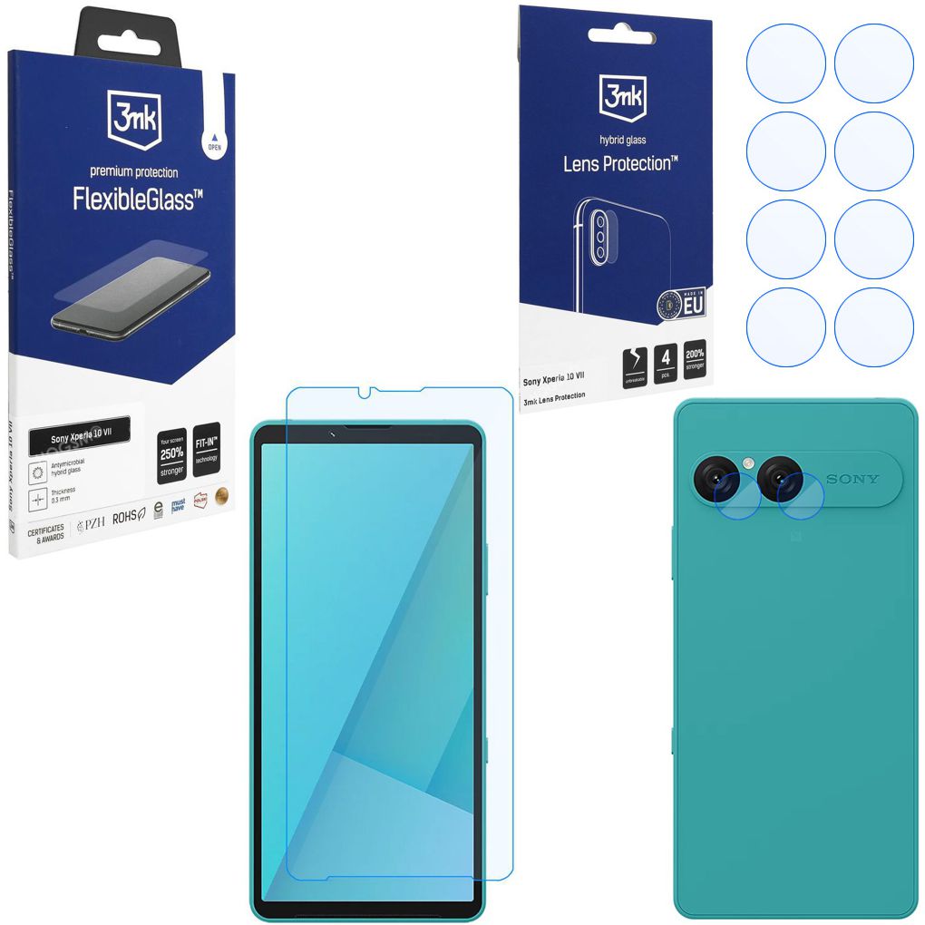 SZKŁO 3mk Flexible Glass + 4x SZKŁO na Aparat do Sony Xperia 10 VII
