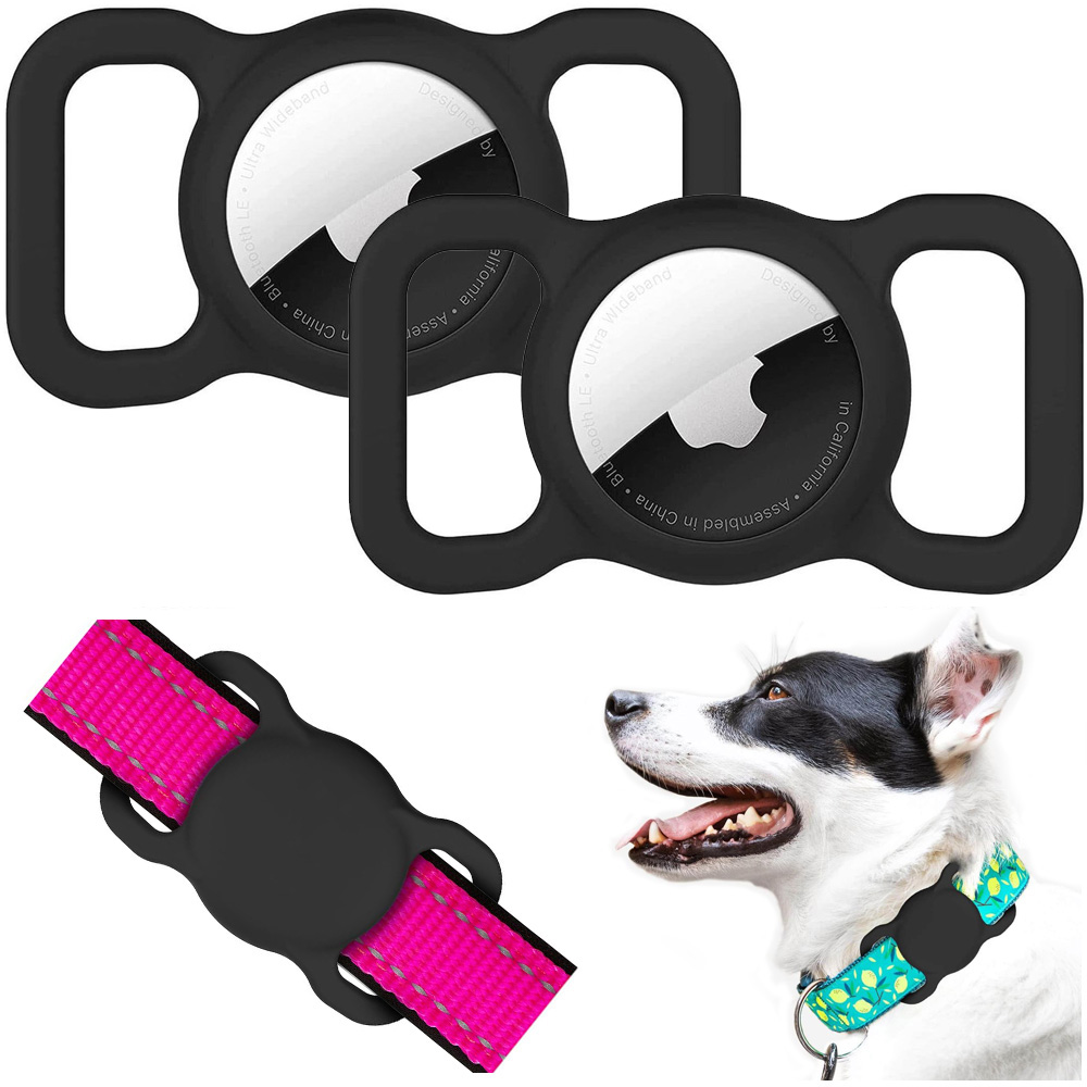 2x Etui Case Silikonowe na Lokalizator Apple AirTag na Obrożę | Czarne