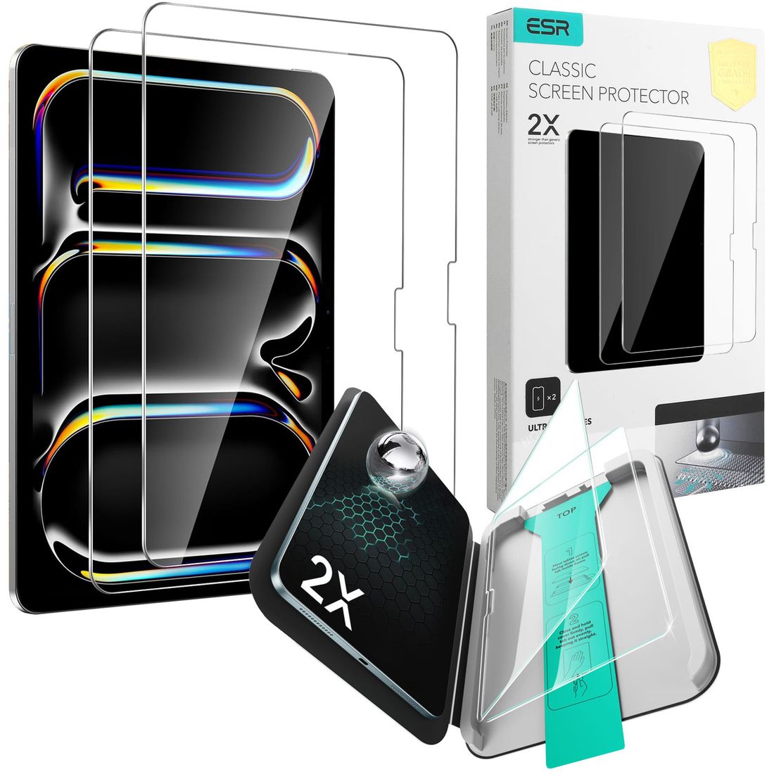 ESR UltraFit | 2x Szkło Hartowane z aplikatorem do Apple iPad Pro 13 M5 2025 8 gen.