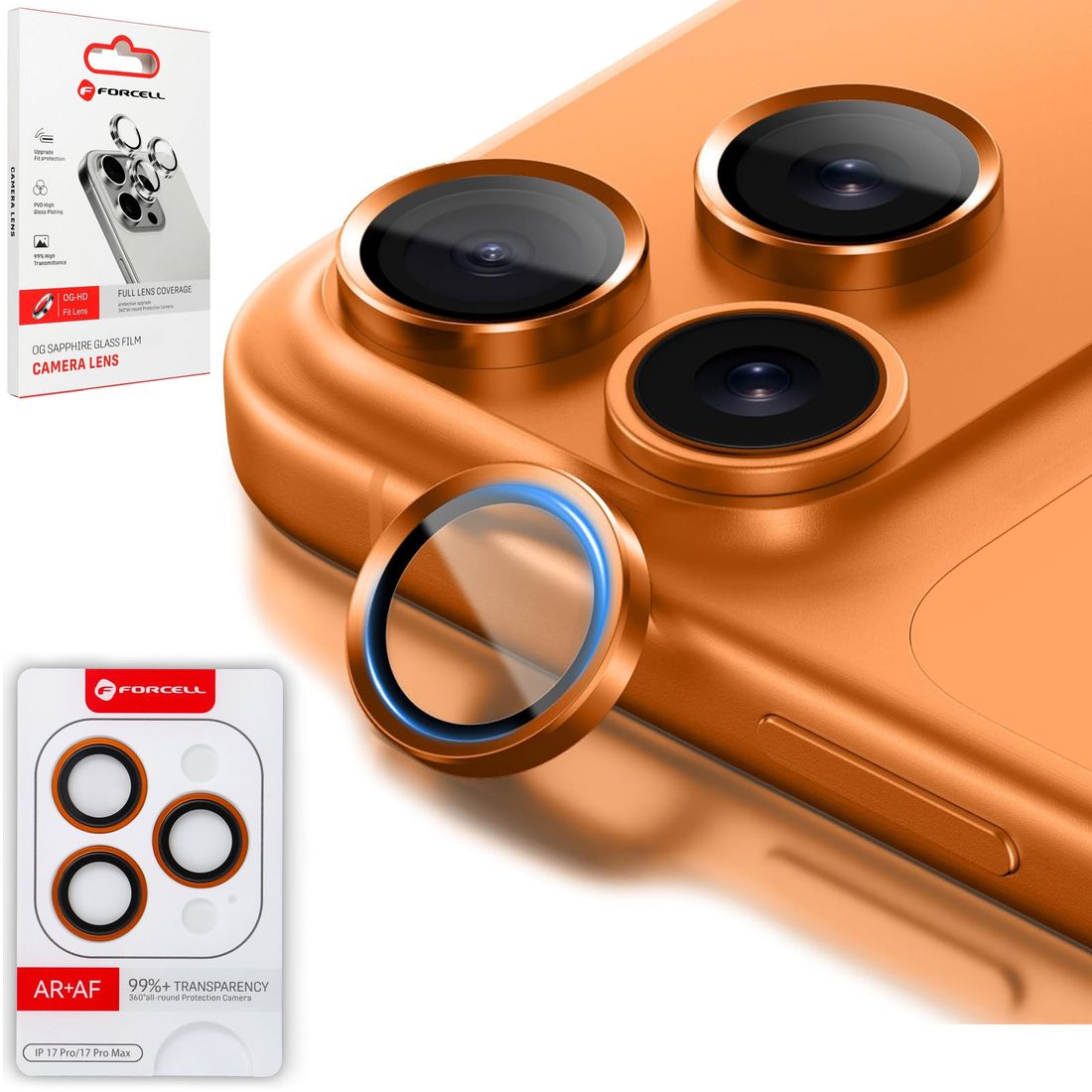 Forcell | Osobne Szkła Ochronne na Aparat  | Cosmic Orange do Apple iPhone 17 Pro / 17 Pro Max
