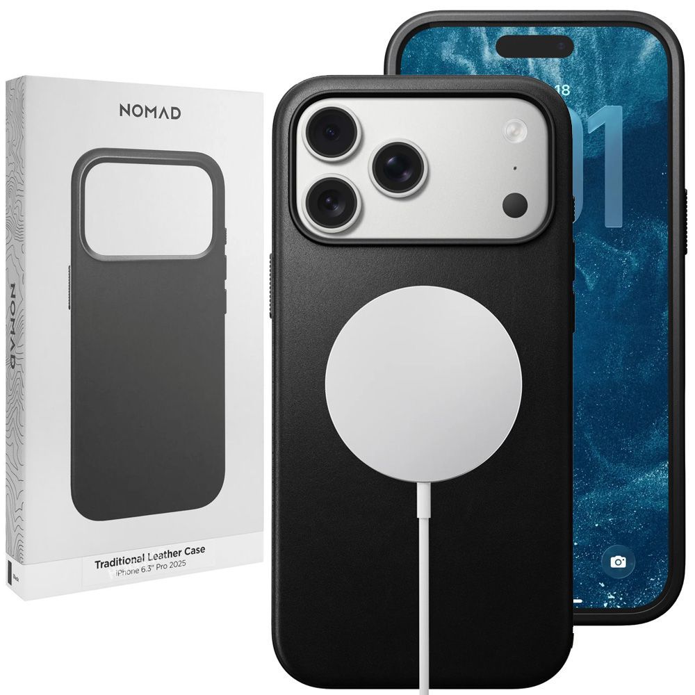 Etui Skóra Naturalna NOMAD MagSafe Leather Case | Black do Apple iPhone 17 Pro |