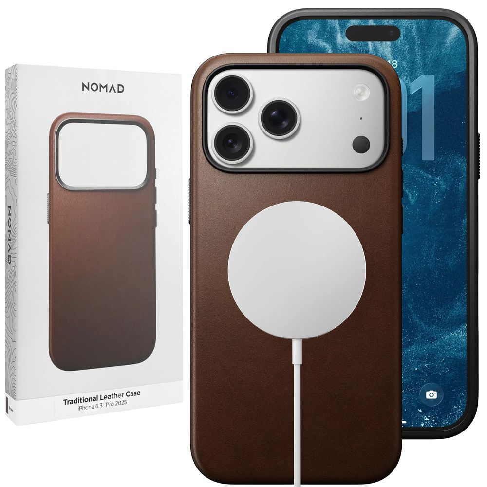 Etui Skóra Naturalna NOMAD MagSafe Leather Case | Rustic Brown do Apple iPhone 17 Pro |