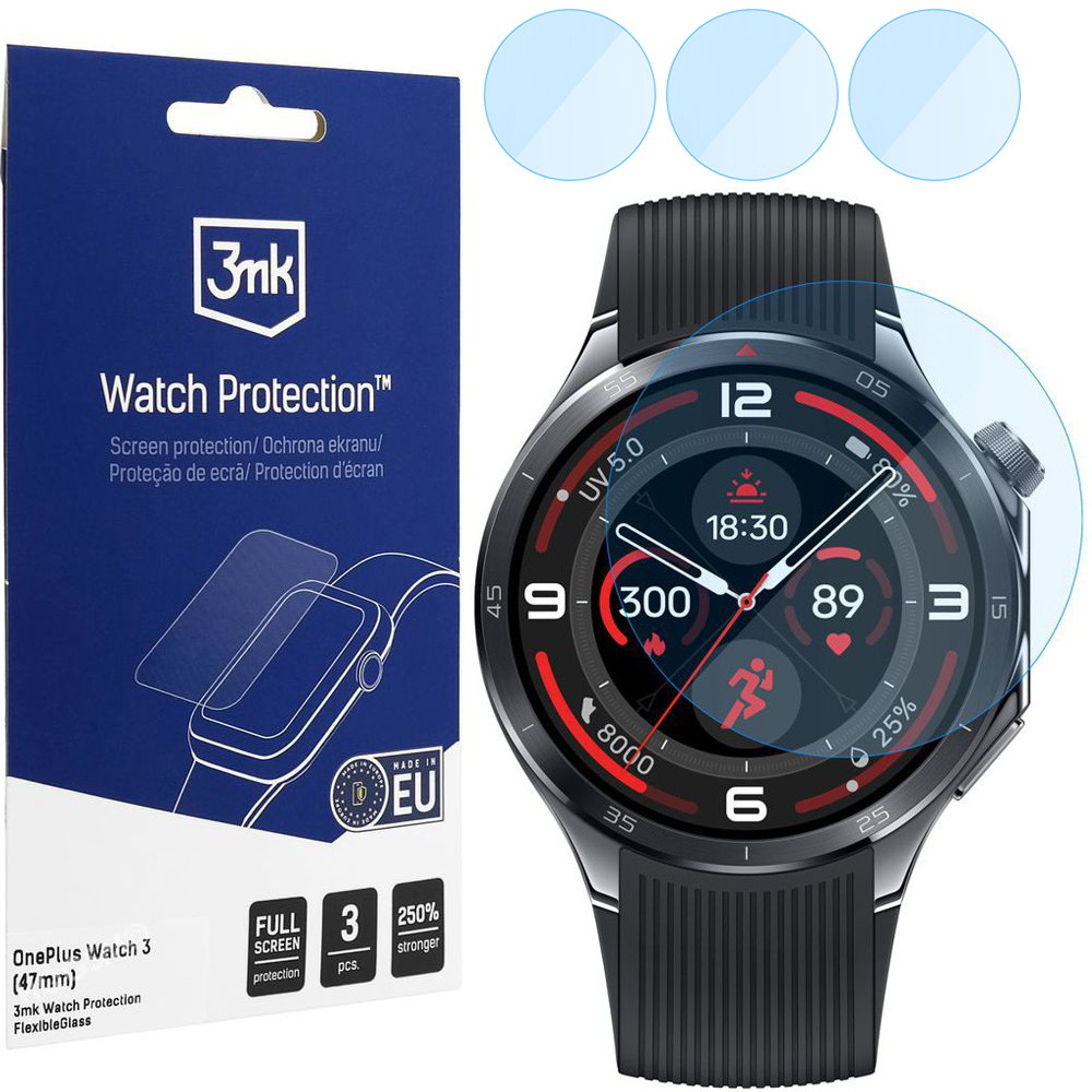 3x Szkło Hybrydowe 3mk Watch Protection do OnePlus Watch 3