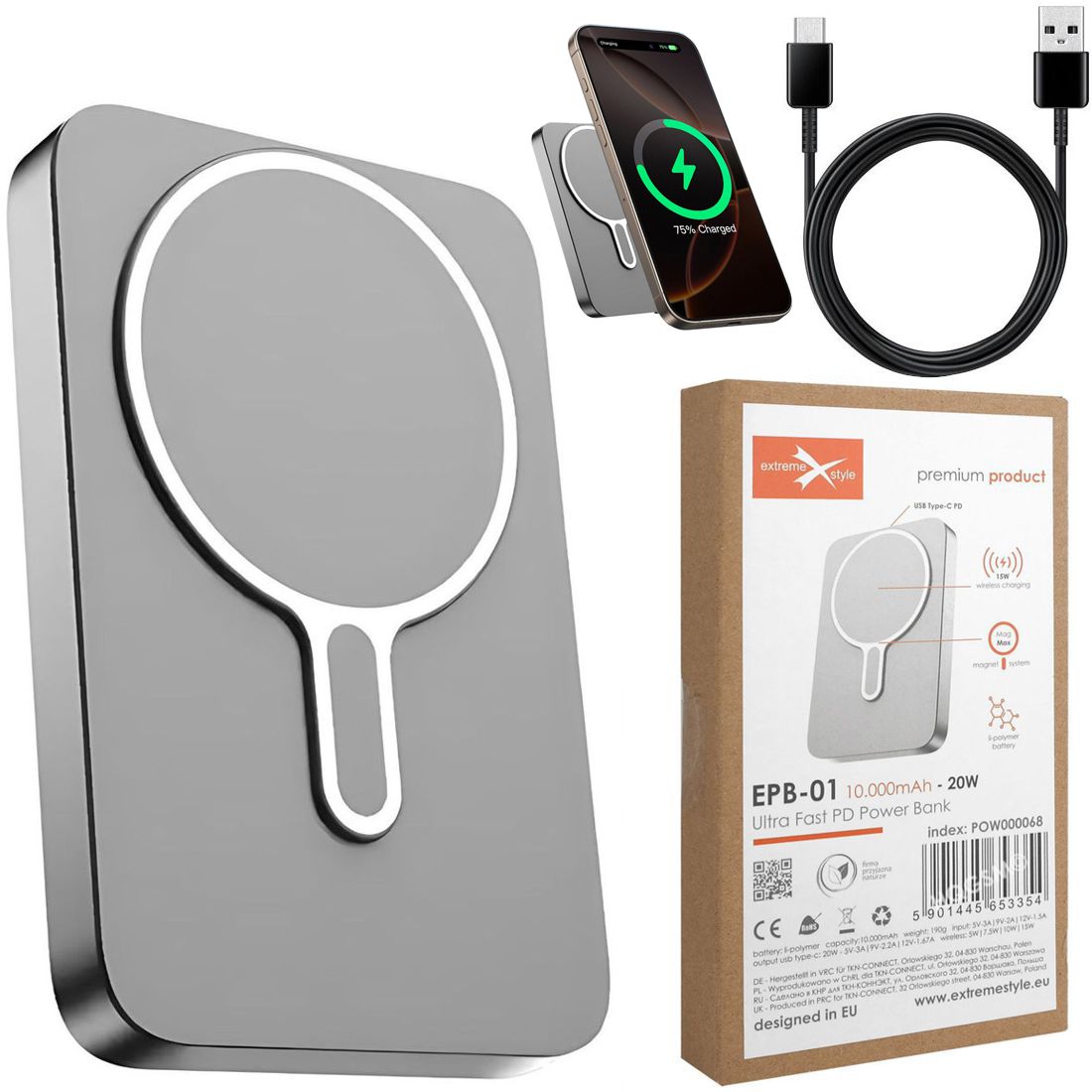 Extreme Style | Magnetic Wireless PowerBank 10000mAh | USB-C PD 20W