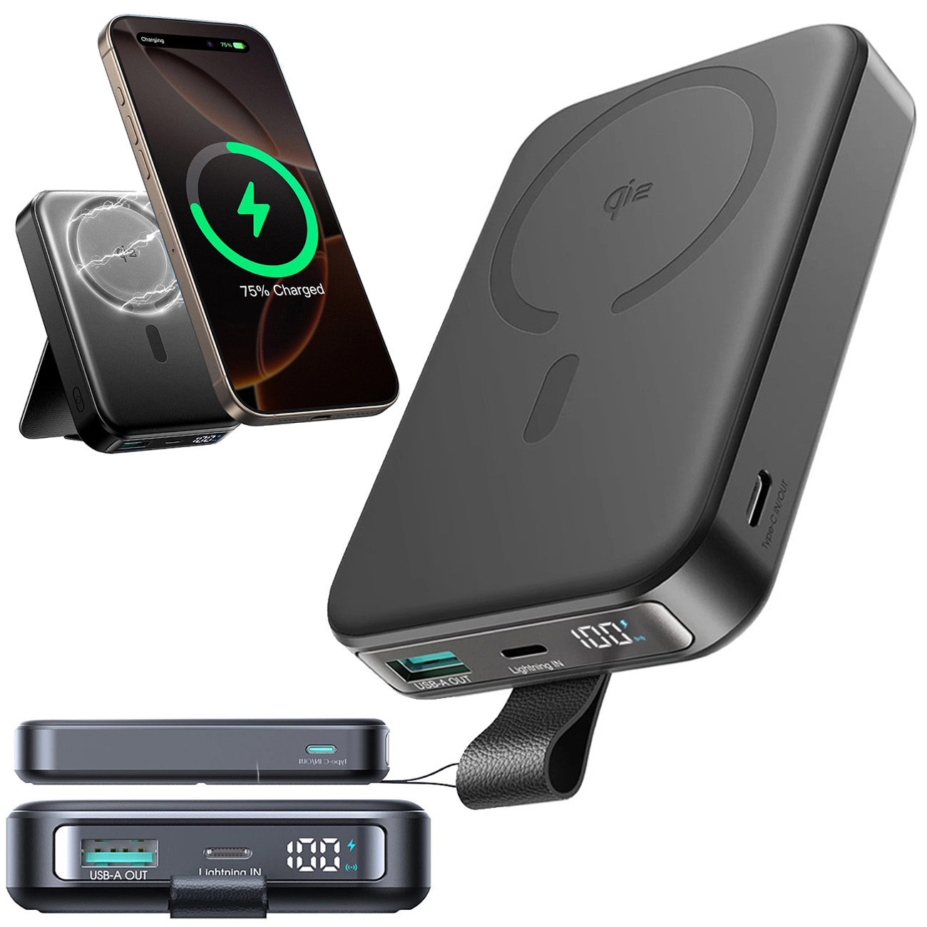 JoyRoom | Magnetic Wireless PowerBank 10000mAh | Qi2 MagSafe | USB-C USB-A 22.5W z Podstawką