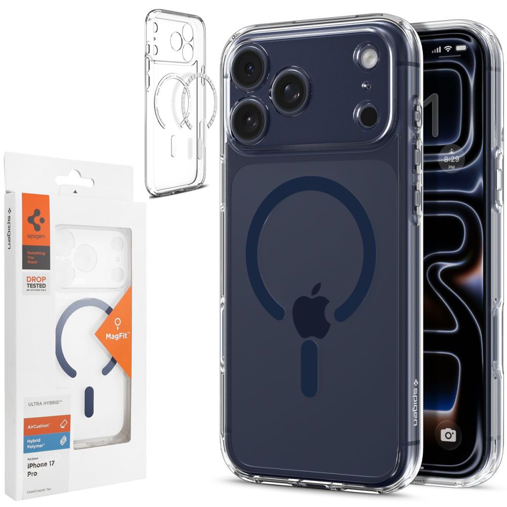 Etui SPIGEN Ultra Hybrid MagSafe | Clear Deep Blue do Apple iPhone 17 Pro