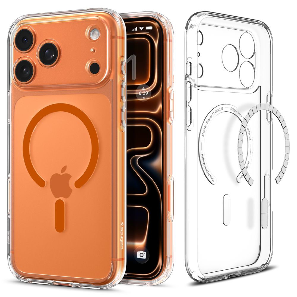 Etui SPIGEN ULTRA HYBRID MAG z MAGSAFE do iPhone 17 Pro CLEAR/ORANGE