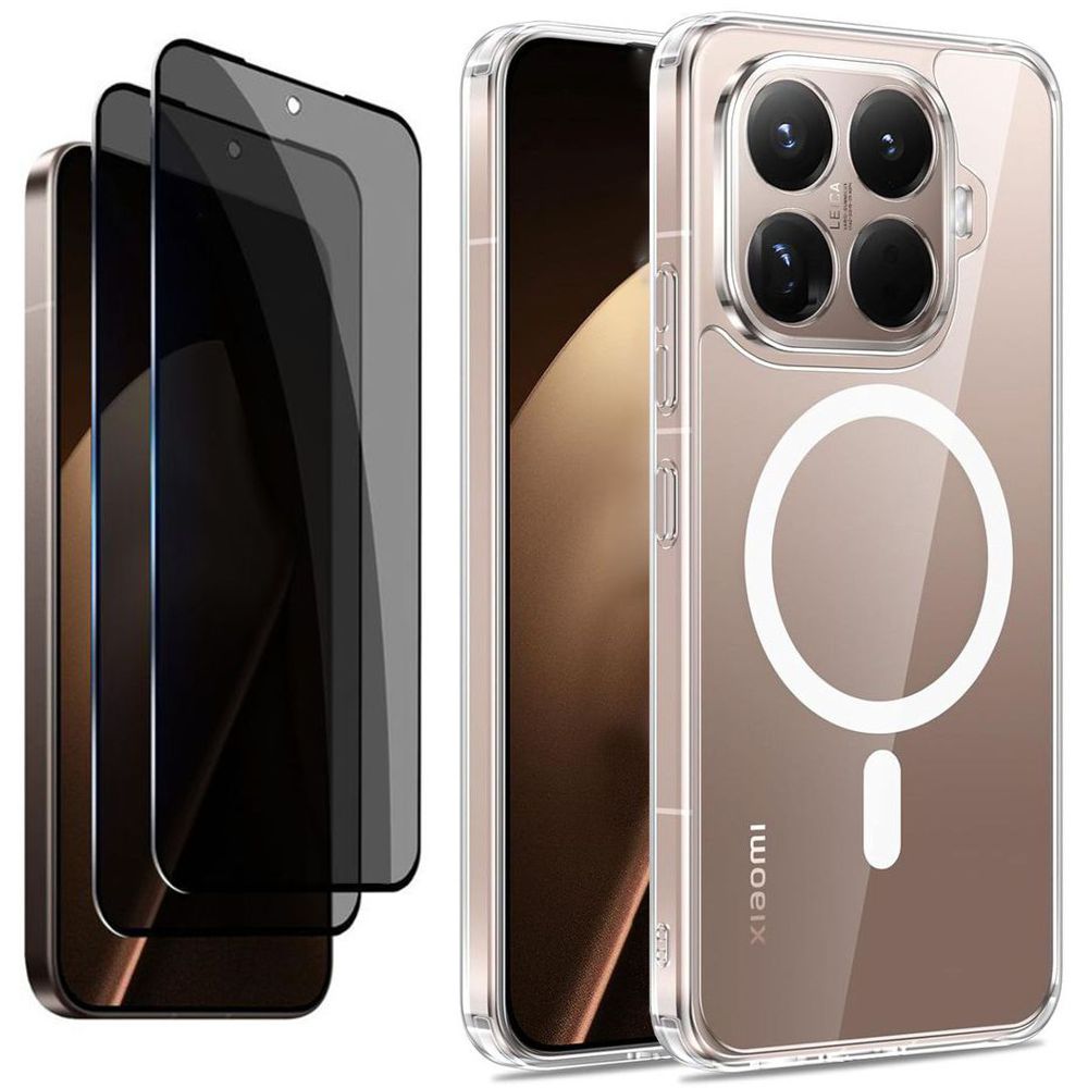 Etui 3mk Armor MagCase | Clear + 2x SZKŁO Privacy do Xiaomi 15T Pro 5G