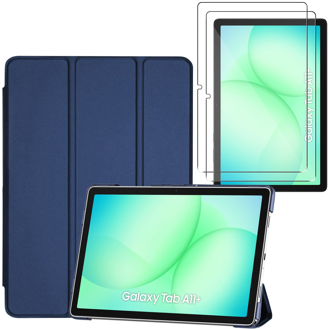 Zamykane Etui Smart Case | Granatowe + 2x SZKŁO do Samsung Galaxy Tab A11+ X230/X236