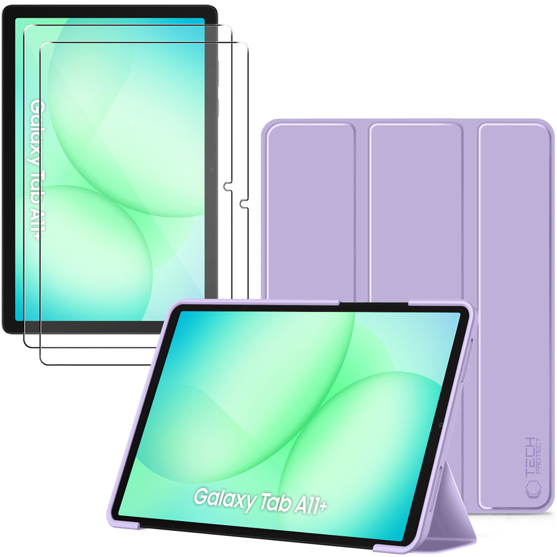 Zamykane Etui Smart Case | Fioletowe + 2x SZKŁO do Samsung Galaxy Tab A11+ X230/X236