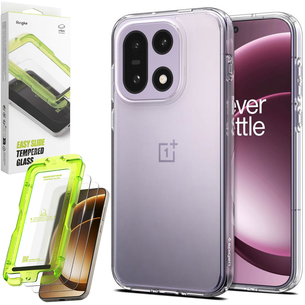 Etui SPIGEN Ultra Hybrid | Crystal Clear + 2x SZKŁO Ringke do OnePlus 15