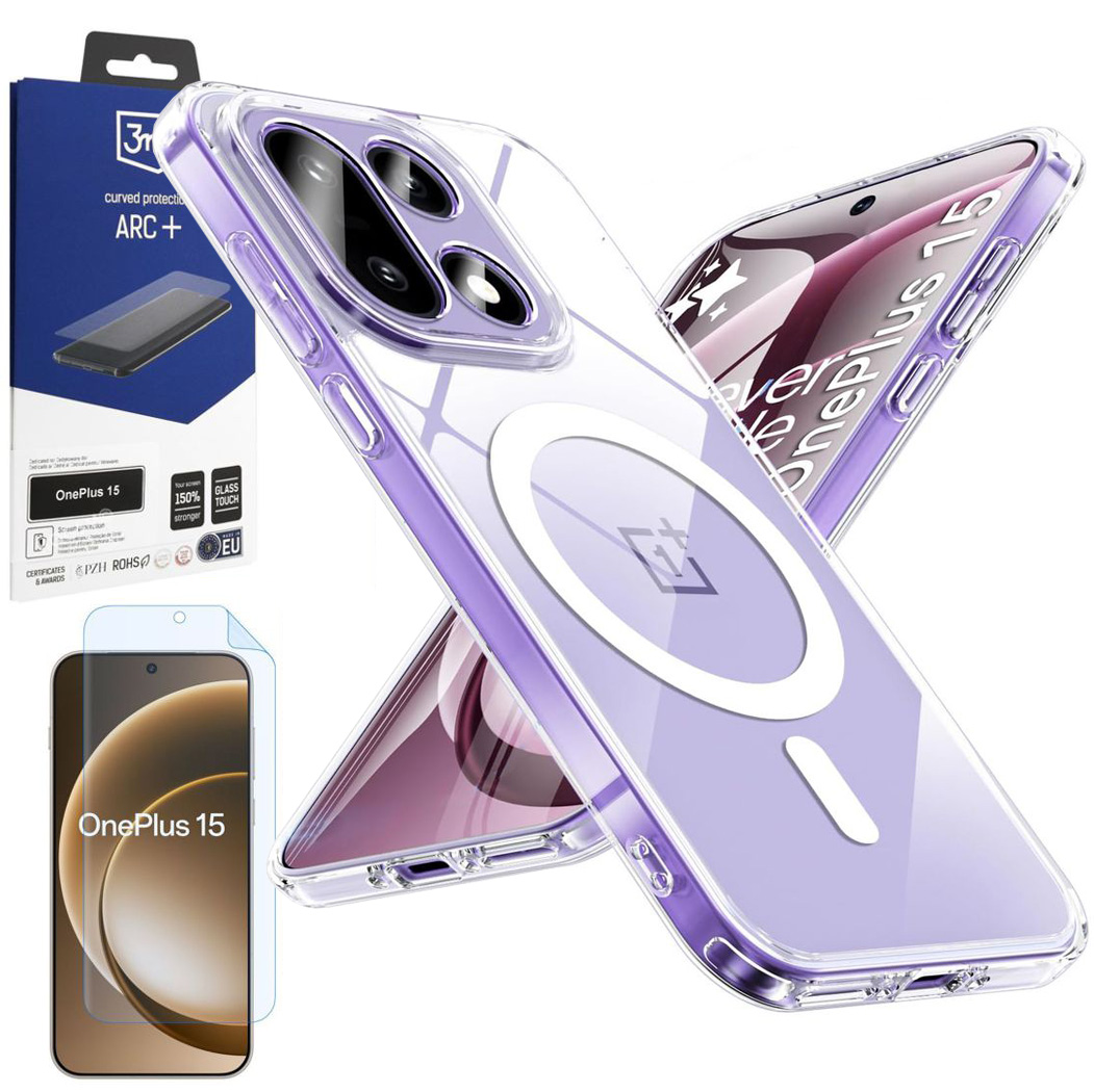 Etui Hybrydowe Clear Case z MagSafe | Crystal + FOLIA 3mk ARC do OnePlus 15