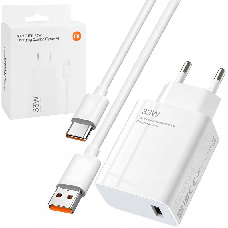 Xiaomi 33W Charging Combo | Ładowarka Sieciowa USB + Kabel USB-C 6A | Biała BOX