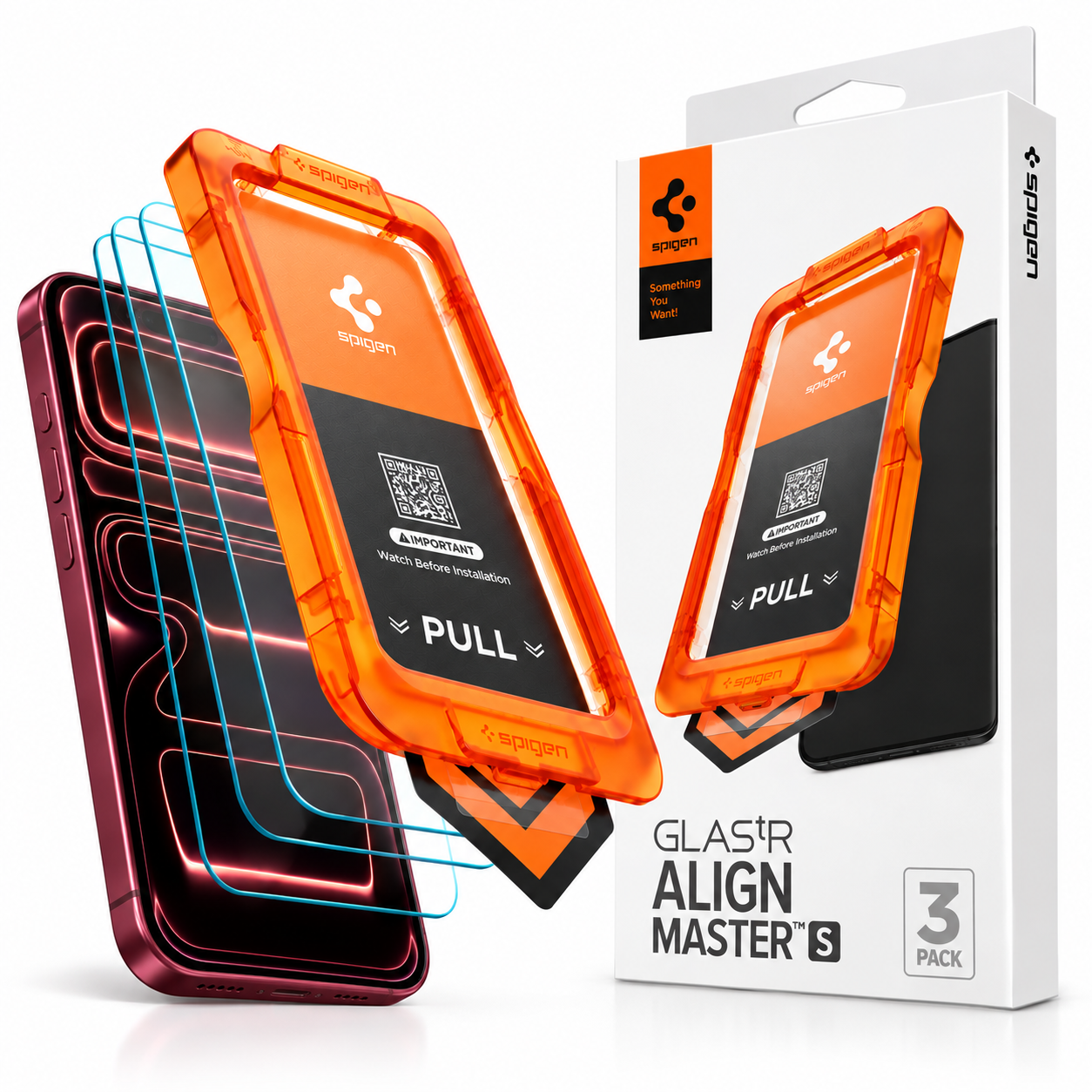 3x Szkło SPIGEN GLAS.tR AlignMaster S z aplikatorem do Apple iPhone 17 Pro / 18 Pro