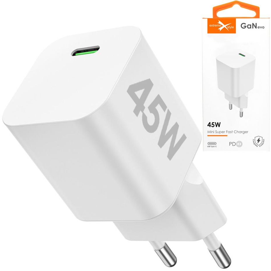 ES | Mini Szybka Ładowarka Sieciowa USB-C PD | 45W | Biała