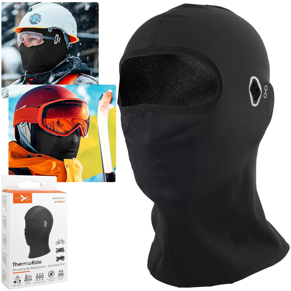 ThermoRide Balaclava | Kominiarka Termiczna Zimowa | Czarna