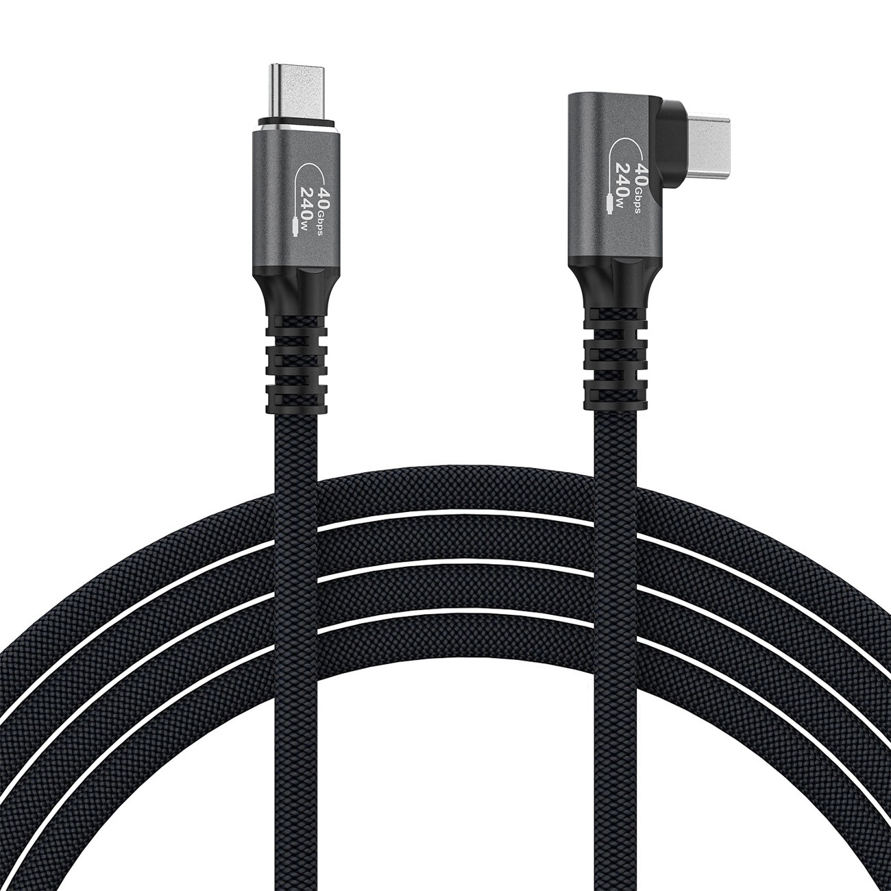 Kabel Kątowy USB-C Thunderbolt 4 | 8K/60Hz 4K/144Hz 40Gb/s 240W | 150cm
