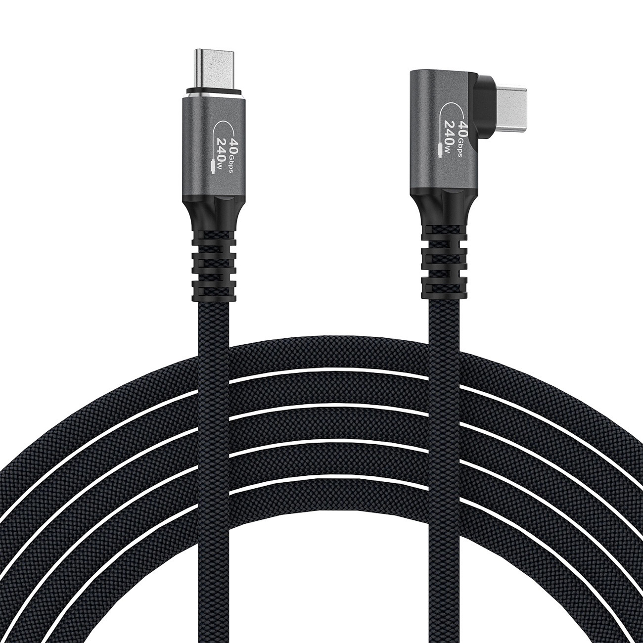 Kabel Kątowy USB-C Thunderbolt 4 | 8K/60Hz 4K/144Hz 40Gb/s 240W | 200cm