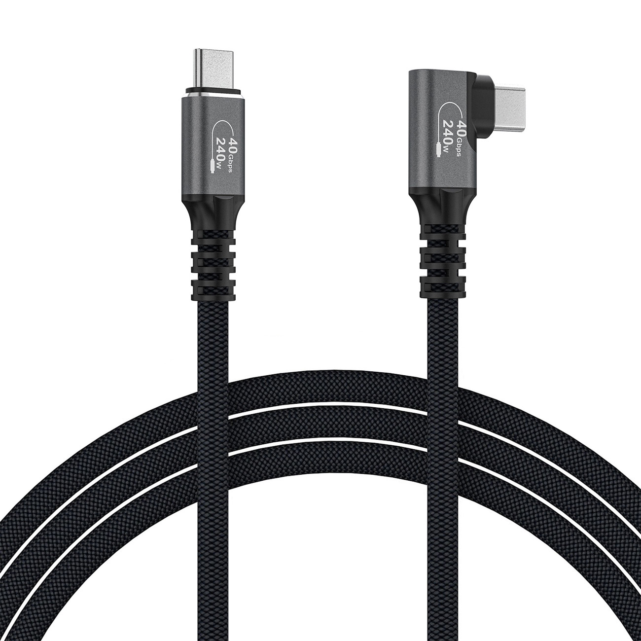 Kabel Kątowy USB-C Thunderbolt 4 | 8K/60Hz 4K/144Hz 40Gb/s 240W | 100cm