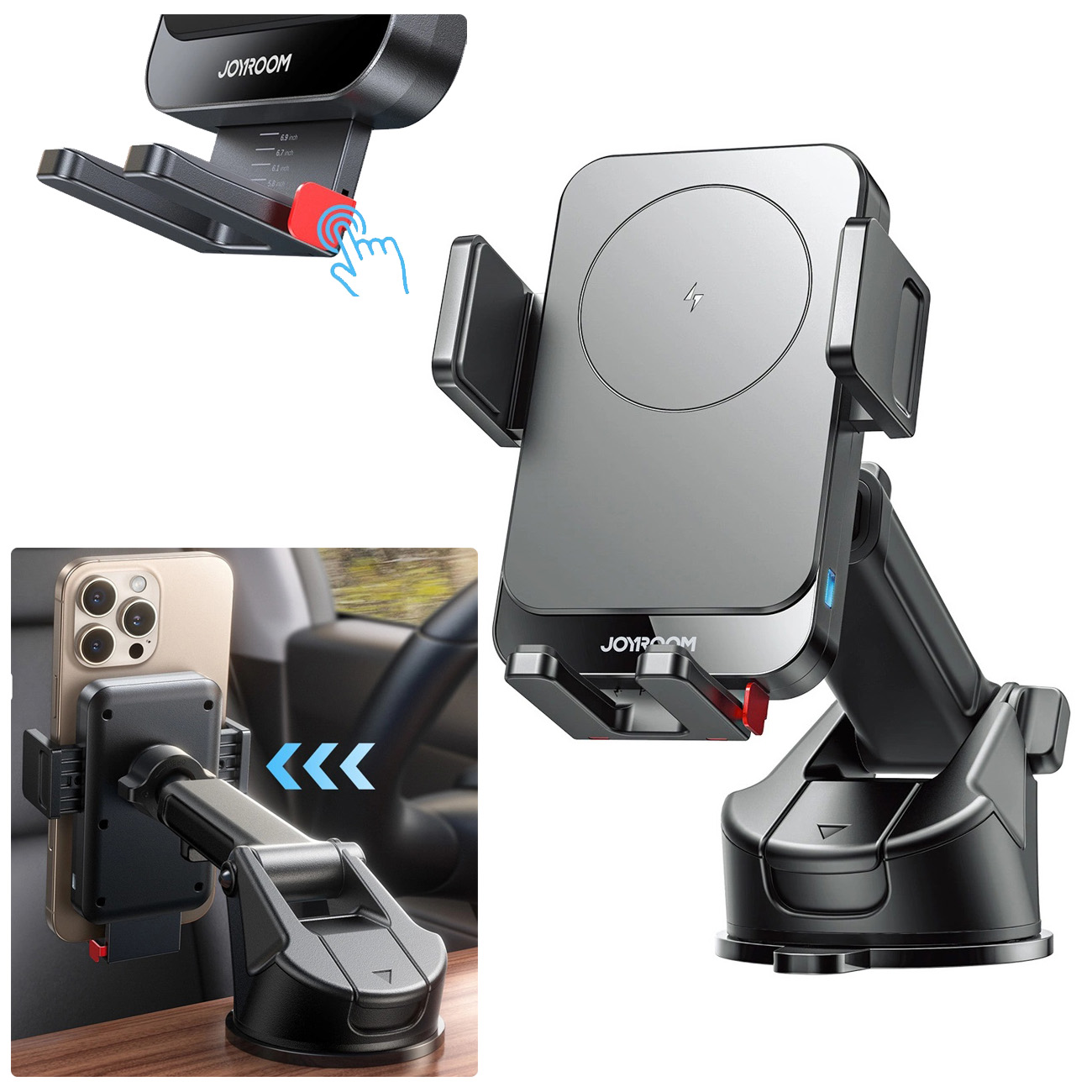 JoyRoom | Uchwyt Samochodowy na Telefon z Ładowaniem 15W USB-C | do Deski Rozdzielczej