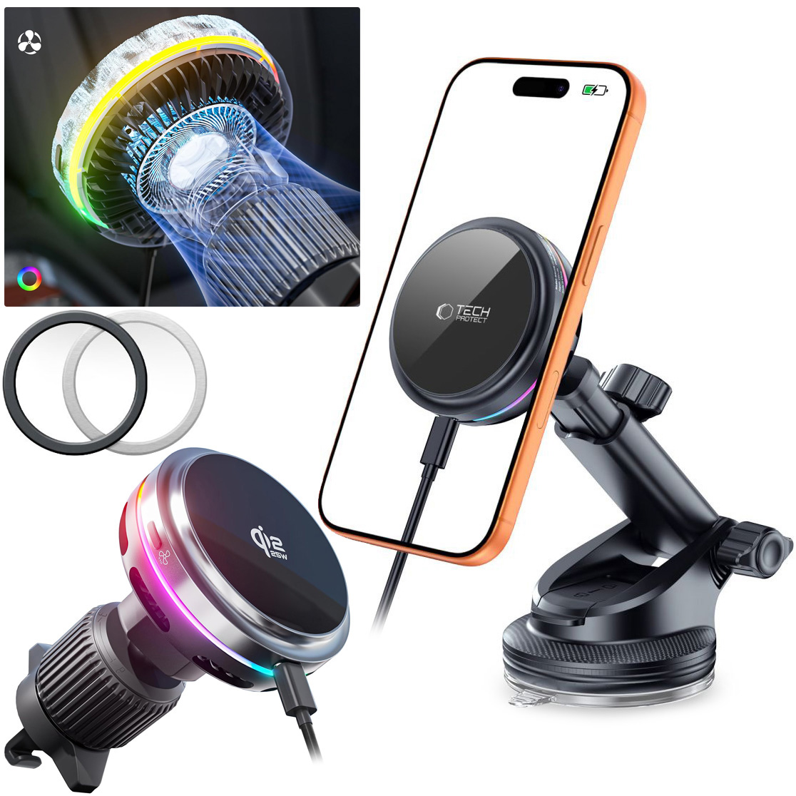 TP | Wysuwany Uchwyt Samochodowy Qi2.2 z Ładowaniem Bezprzewodowym | na Deskę Kratkę Szybę