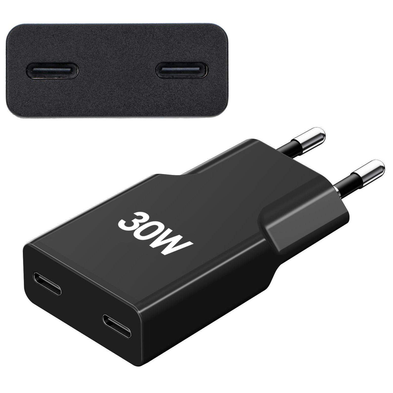 BS | Ładowarka Sieciowa 2x USB-C | GaN 30W | Czarna