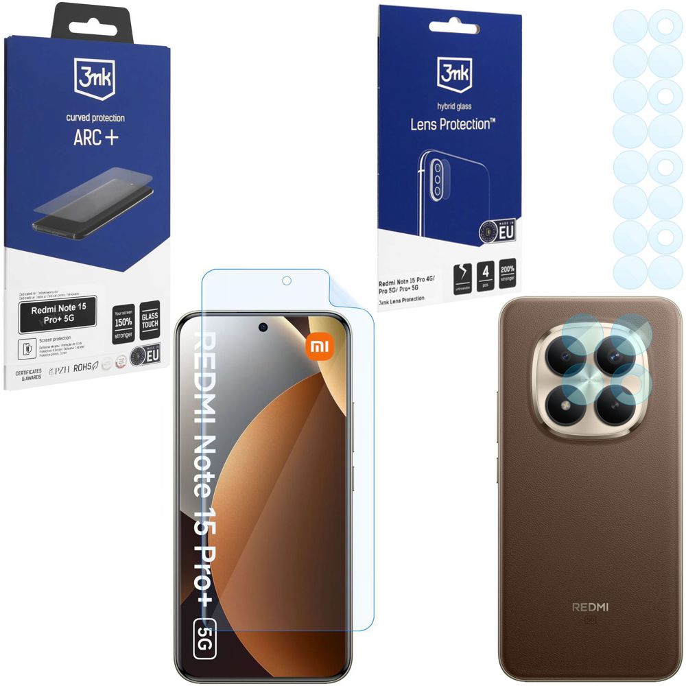 FOLIA 3mk Curved Protection ARC+ + 4x APARAT Lens Protection do Xiaomi Redmi Note 15 Pro+ 5G
