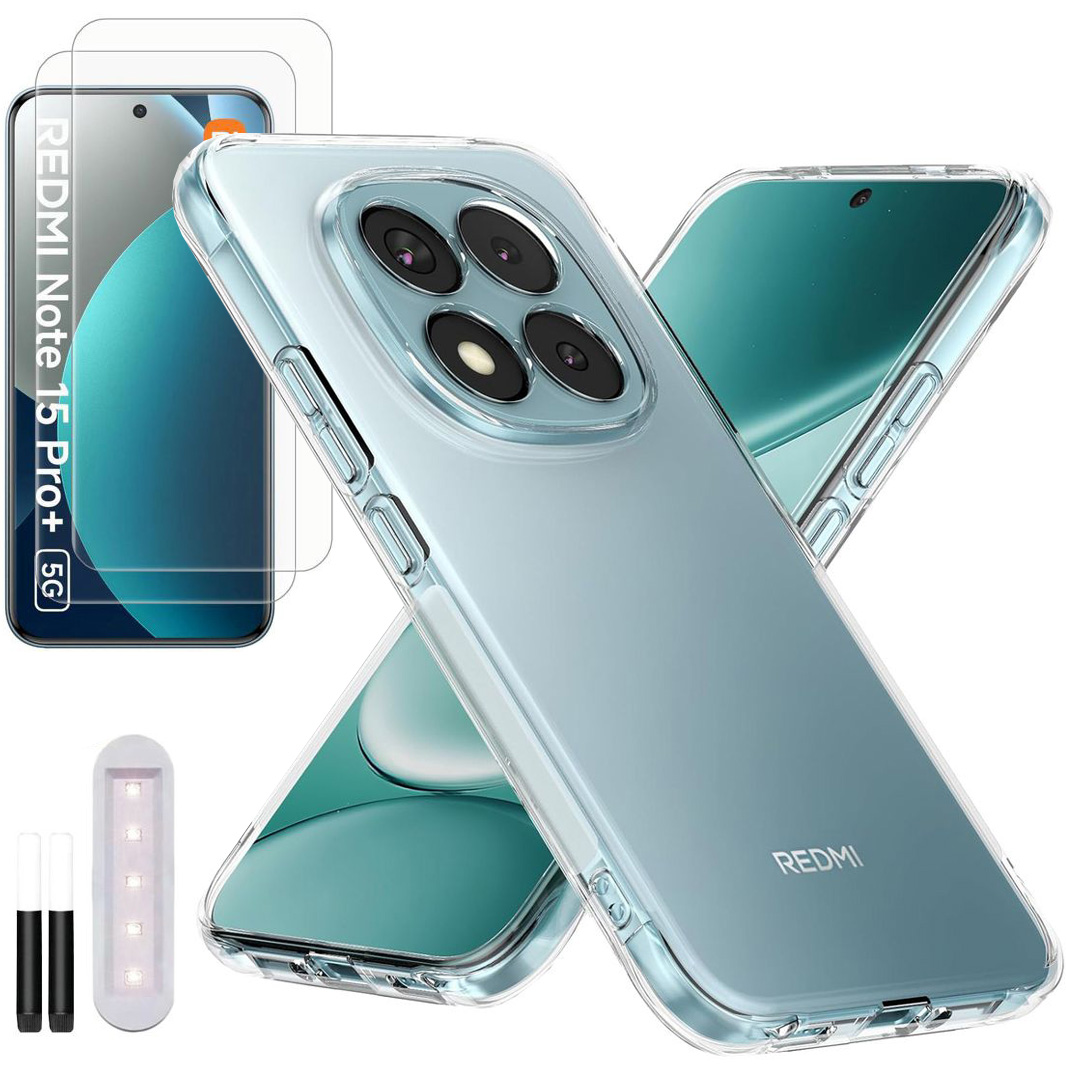 Cienkie Etui Silicone Case | Clear + 2x SZKŁO UV do Xiaomi Redmi Note 15 Pro+ Plus 5G