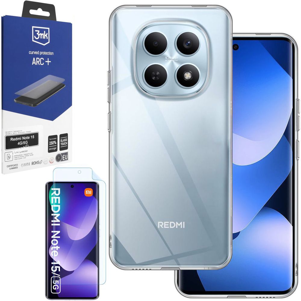 Etui 3mk Clear Case | Bezbarwne + FOLIA 3mk do Xiaomi Redmi Note 15 LTE / 5G