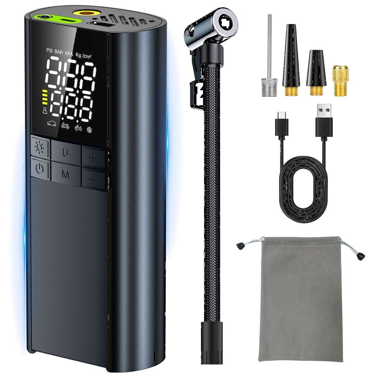 Kompresor Samochodowy Bezprzewodowy z Akumulatorem + Powerbank 8000mAh