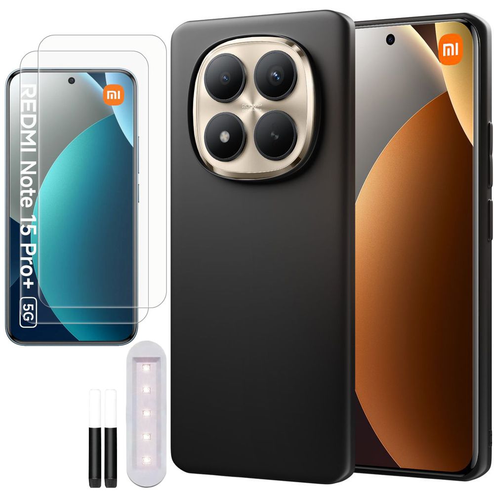 Cienkie Etui 3mk Matt Case Pro | Black + 2x SZKŁO UV do Xiaomi Redmi Note 15 Pro+ Plus 5G