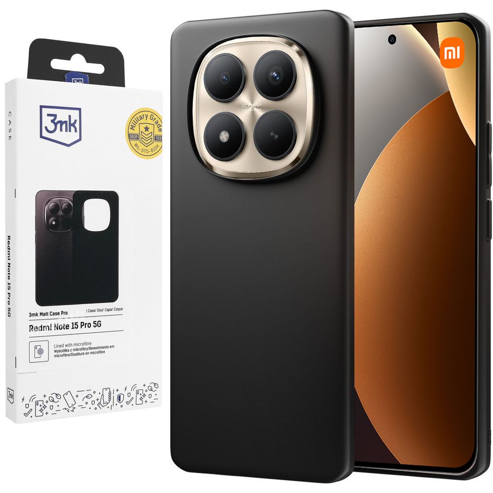 Cienkie Etui 3mk Matt Case Pro | Black do Xiaomi Redmi Note 15 Pro 5G