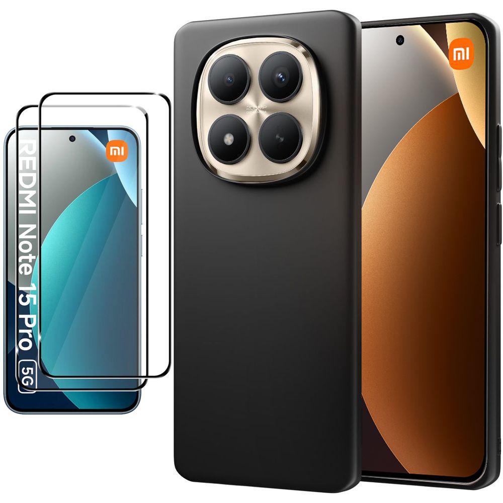 Cienkie Etui 3mk Matt Case Pro | Black + 2x SZKŁO 5D do Xiaomi Redmi Note 15 Pro 5G