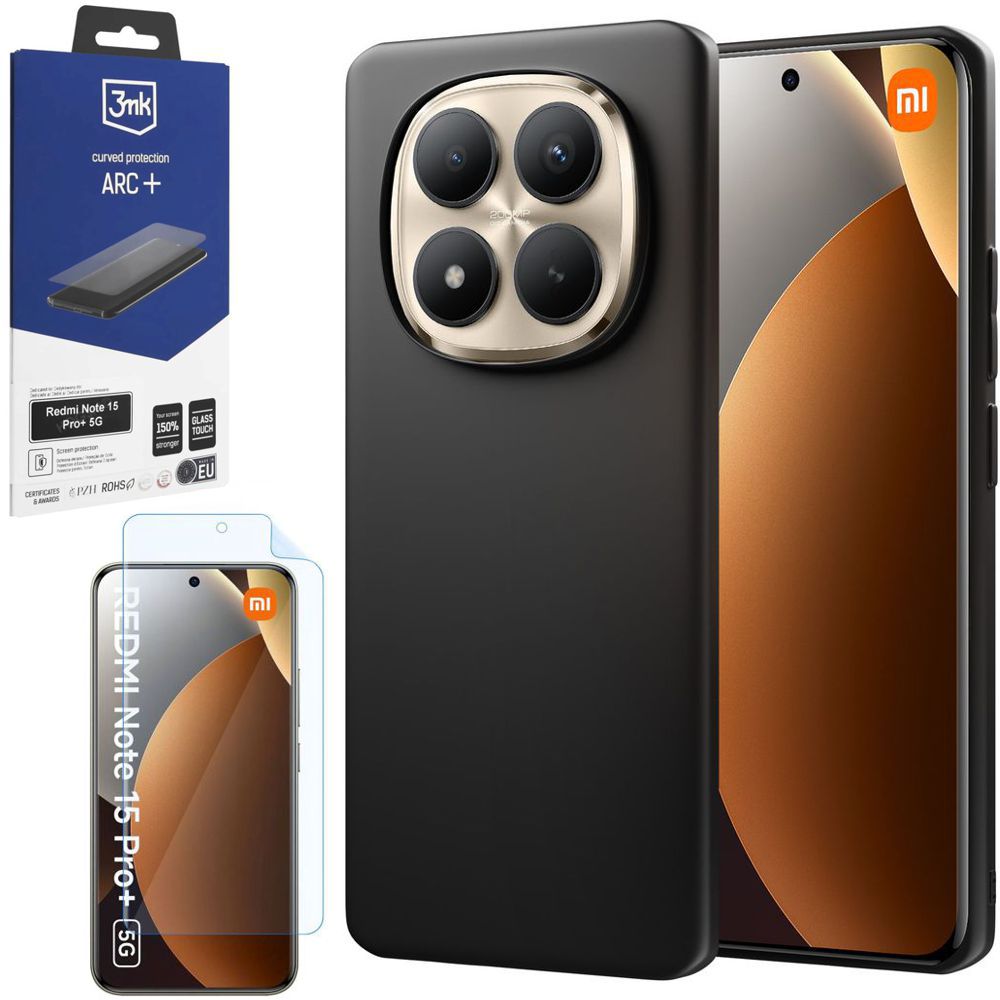 Cienkie Etui 3mk Matt Case Pro | Black + FOLIA 3mk do Xiaomi Redmi Note 15 Pro+ 5G