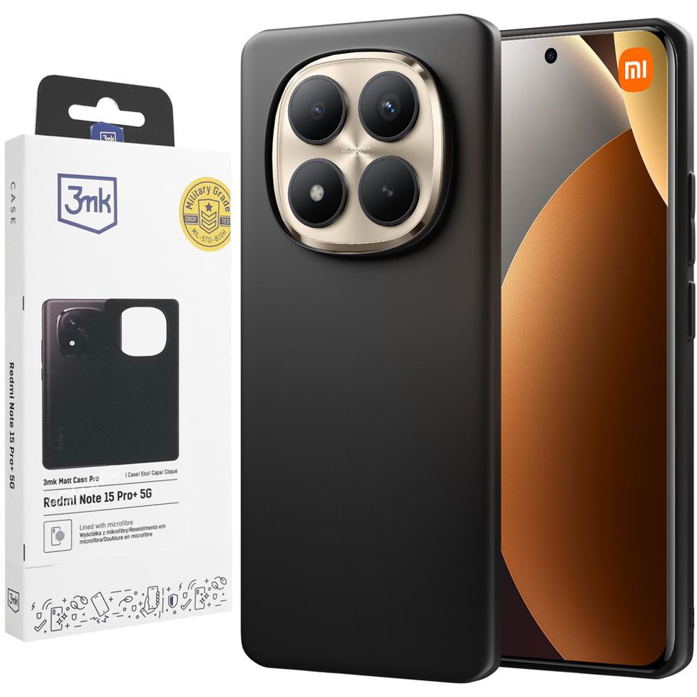 Cienkie Etui 3mk Matt Case Pro | Black do Xiaomi Redmi Note 15 Pro+ 5G