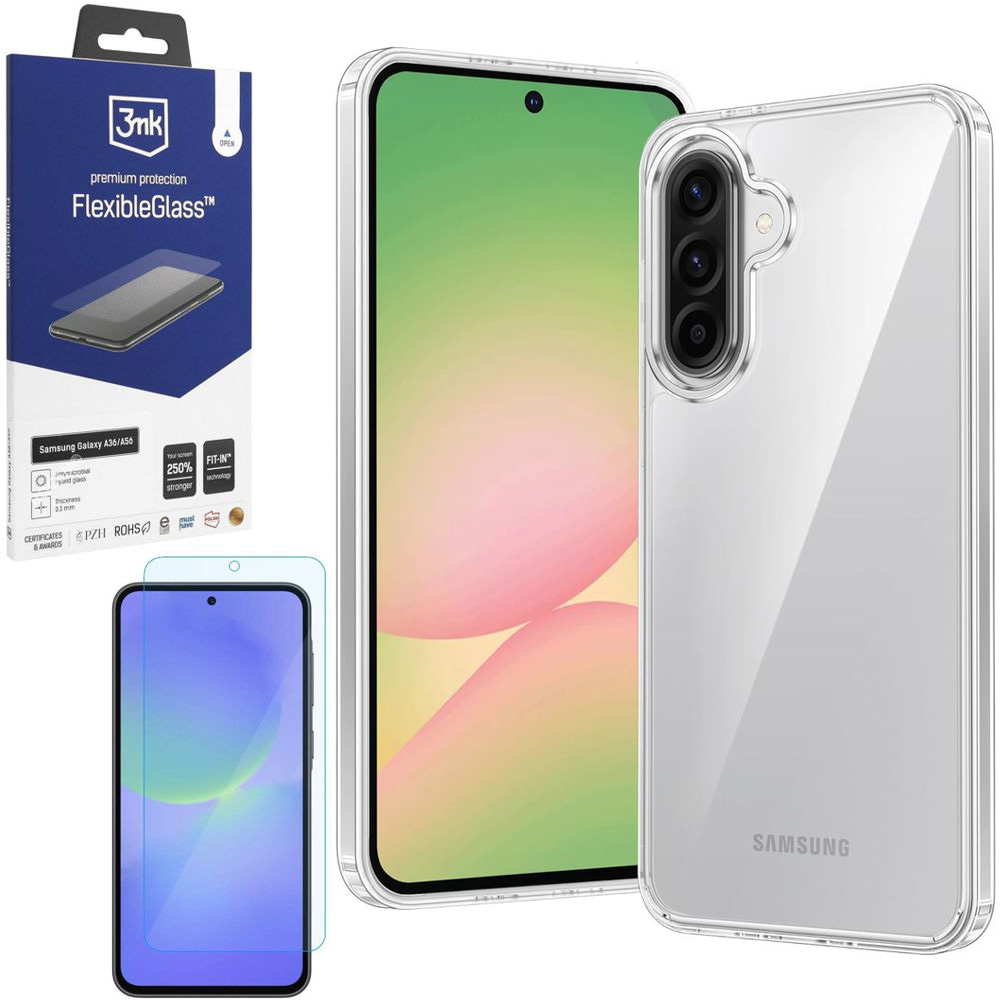 Etui Hybrydowe Clear Case | Crystal + SZKŁO 3mk do Samsung Galaxy A56 5G