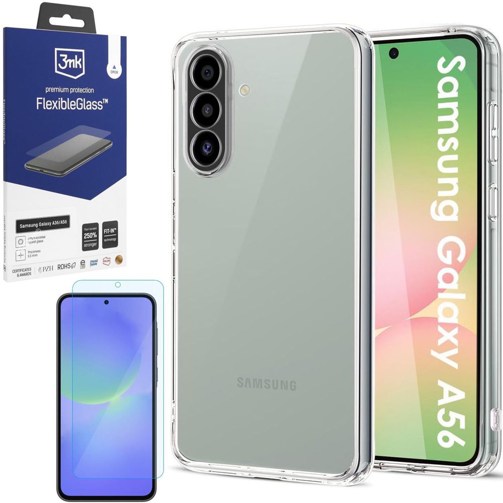 Cienkie Etui Silicone Case | Clear+ SZKŁO 3mk do Samsung Galaxy A56 5G