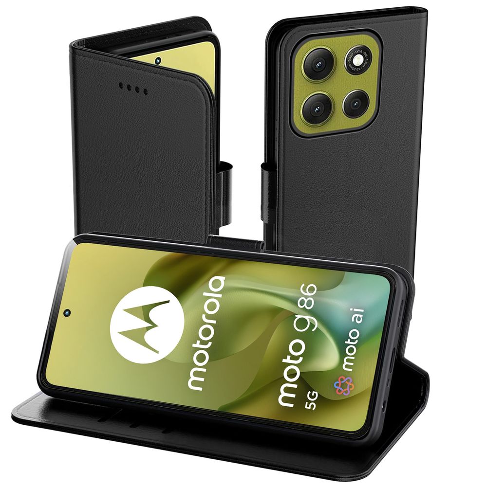 Etui z Klapką Wallet Case | Czarne do Motorola Moto G86 / Power 5G