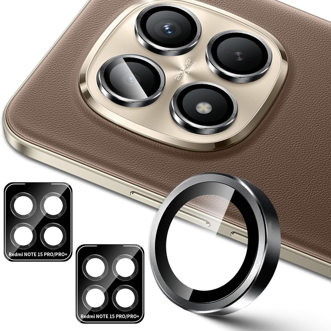 2x Osobne Szkła Ochronne na Aparat  | Czarne do Xiaomi Redmi Note 15 Pro / Pro+ 5G