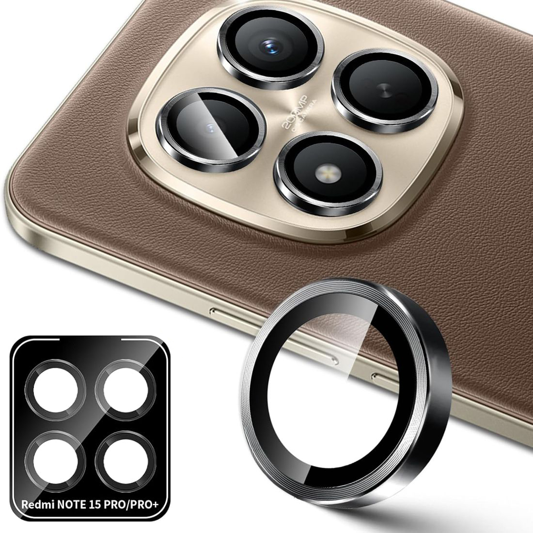 Osobne Szkła Ochronne na Aparat  | Czarne do Xiaomi Redmi Note 15 Pro / Pro+ 5G