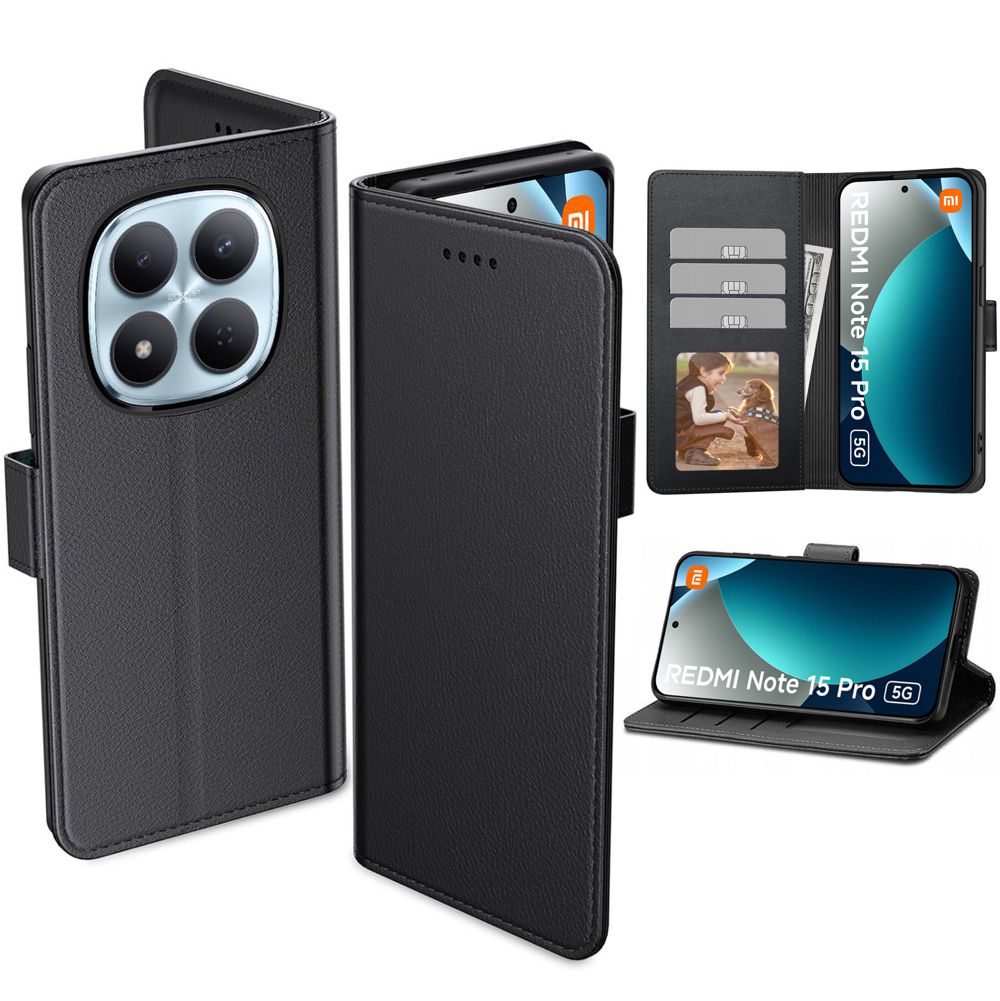 Etui z Klapką Wallet Case | Czarne do Xiaomi Redmi Note 15 Pro 5G